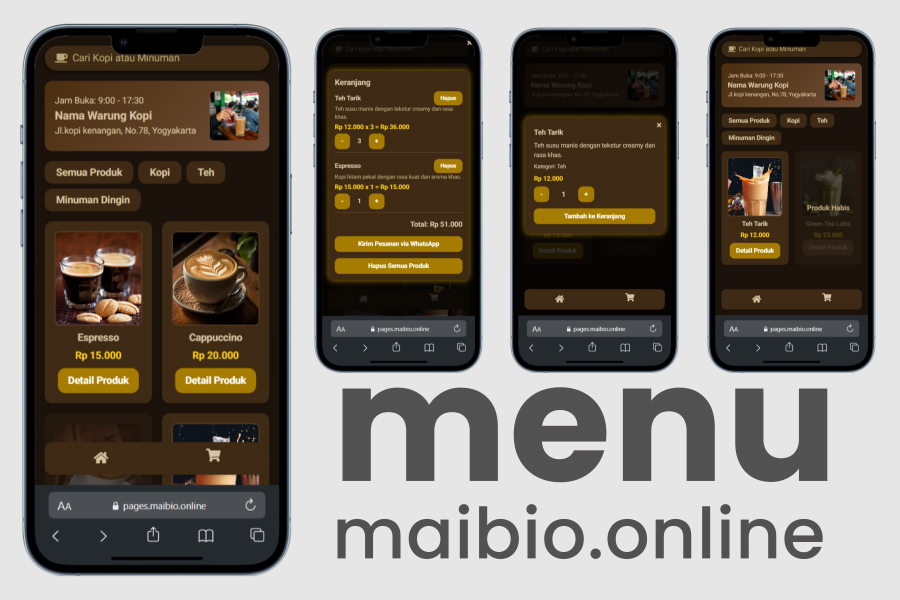 Digital product preview: Website menu interface displayed on a modern laptop screen with clean UI and colorful navigation