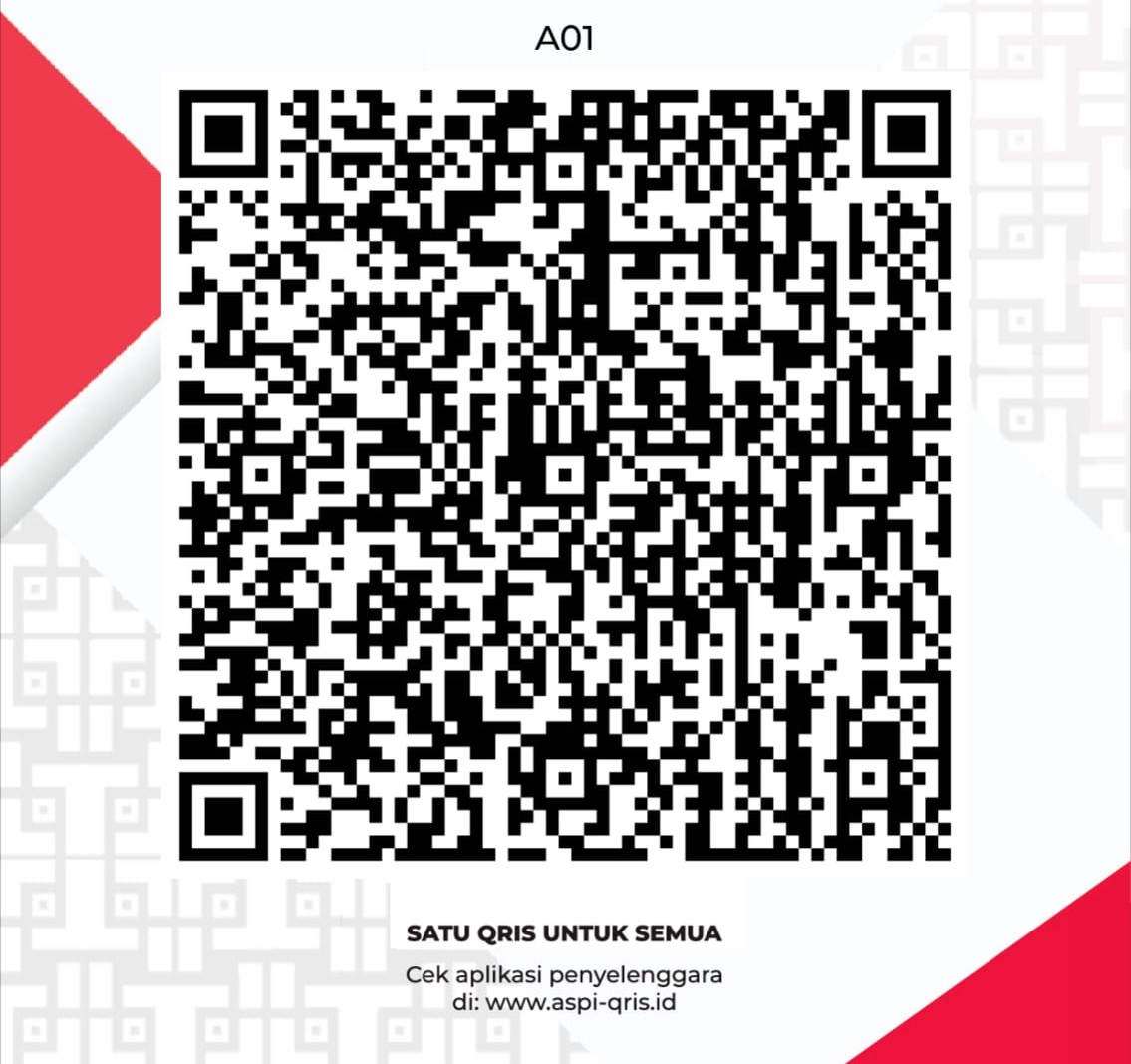 QR Code pembayaran paket langganan berwarna hitam putih dengan pola kotak-kotak