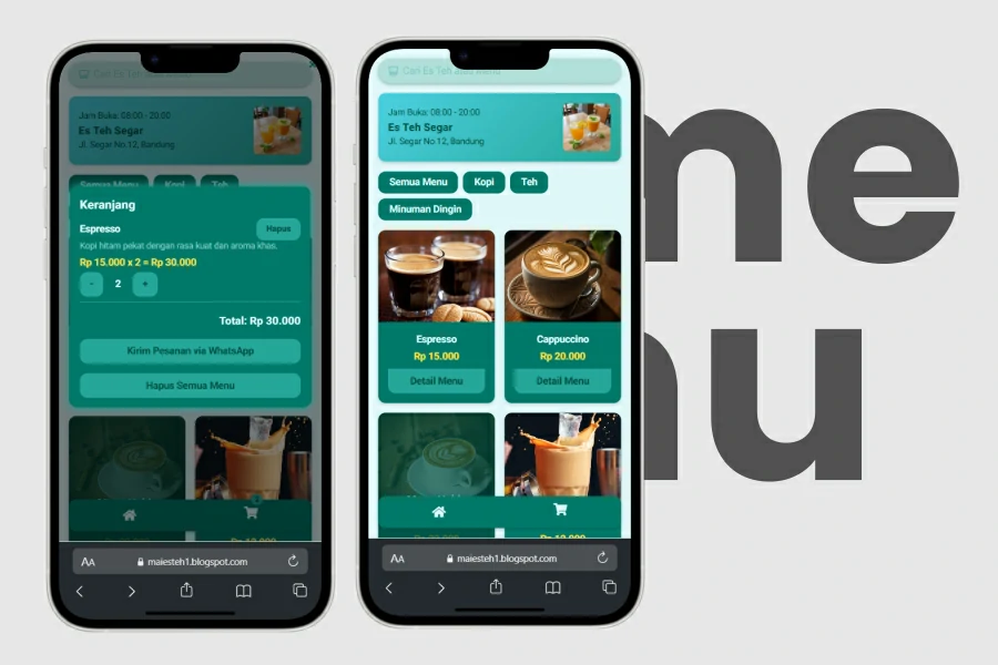 Digital product preview: Website menu interface displayed on a modern laptop screen with clean UI and colorful navigation